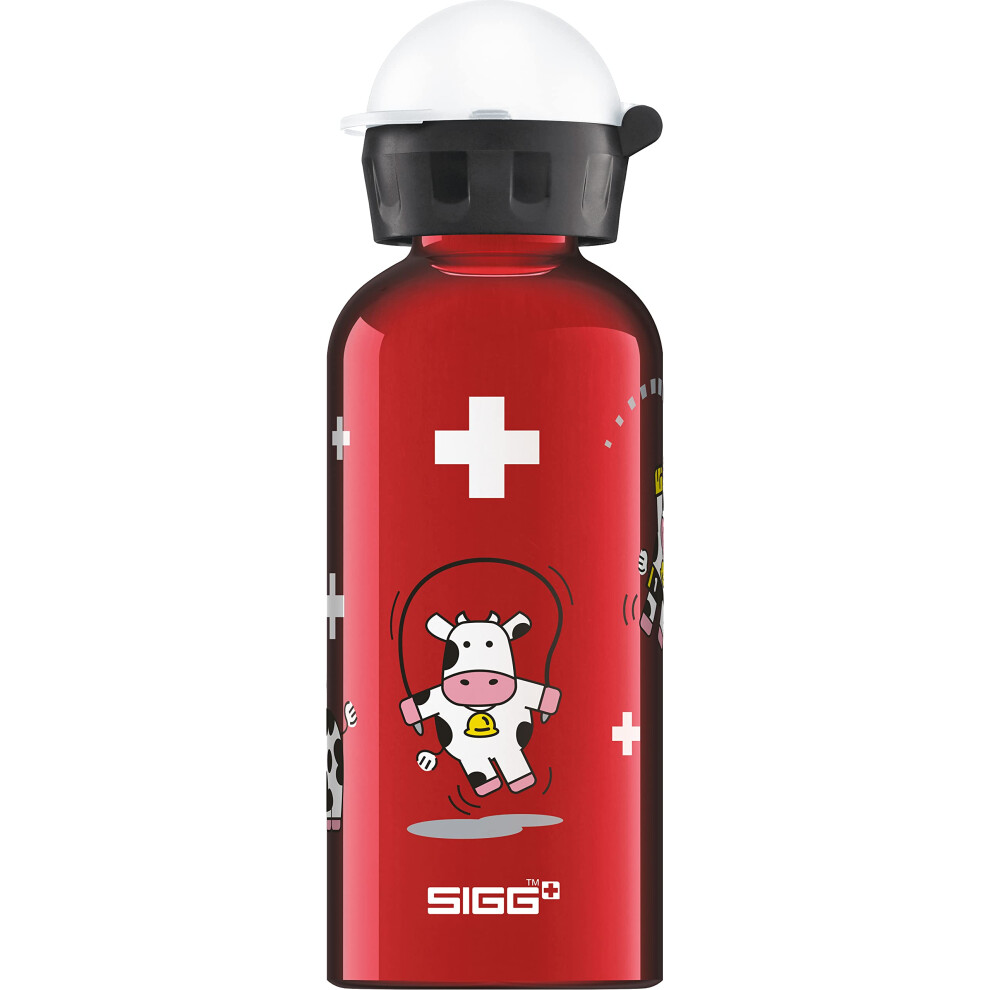 SIGG - Kids Water Bottle - Funny Cows - Leakproof - Lightweight - BPA Free - Aluminum - 13 Oz
