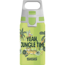 SIGG - Gourde enfant - Shield ONE Jungle -    tanche - L   g   re - Sans BPA - Acier inoxydable - Vert avec motif l   opard - 500 ml