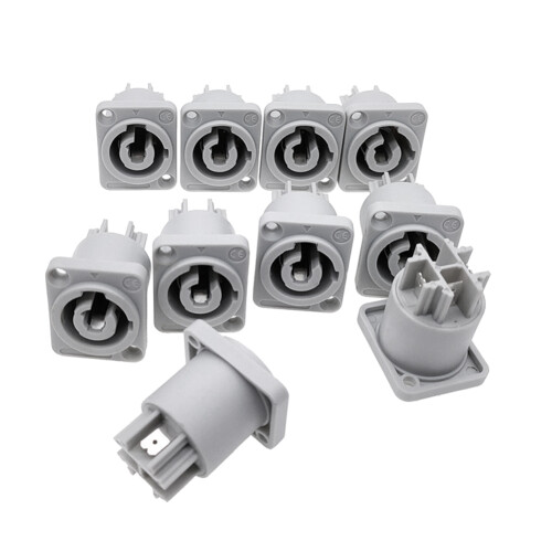 10PCS Powercon Connector 3 Pins 20A 250V Power Speaker Panel Socket Θηλυκό για φωτισμό σκηνής οθόνης LED, γκρι 1