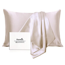Silk Pillowcase for Hair and Skin with Hidden Zipper Ravmix Both Sides 21Momme Mulberry Silk cooling Pillow case Standard Size 20A26inches 1PcS Bei
