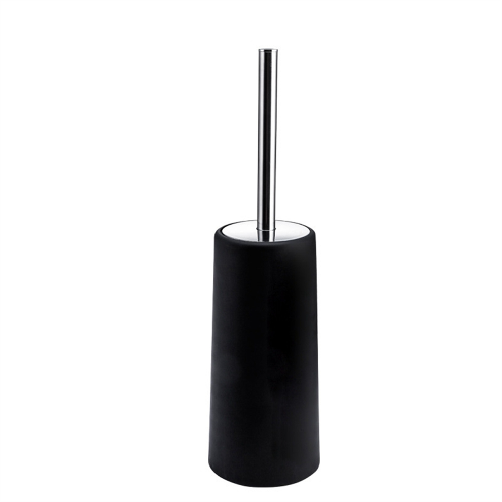 Brosse WC et support, lot de 2, avec long manche en acier inoxydable 304, cuvette noire