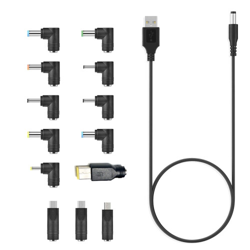 USB To DC Power Cable Universal Jack Charging Cord with 13 Interchangeable Plug Connectors Adapter 1