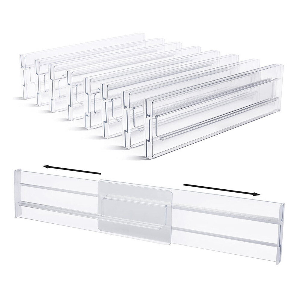 Drawer Dividers 8 Pack, Adjustable 3.2 Inch High Expandable From 11-20.6 Kitchen Organizer, Clear Plastic 4851672772872