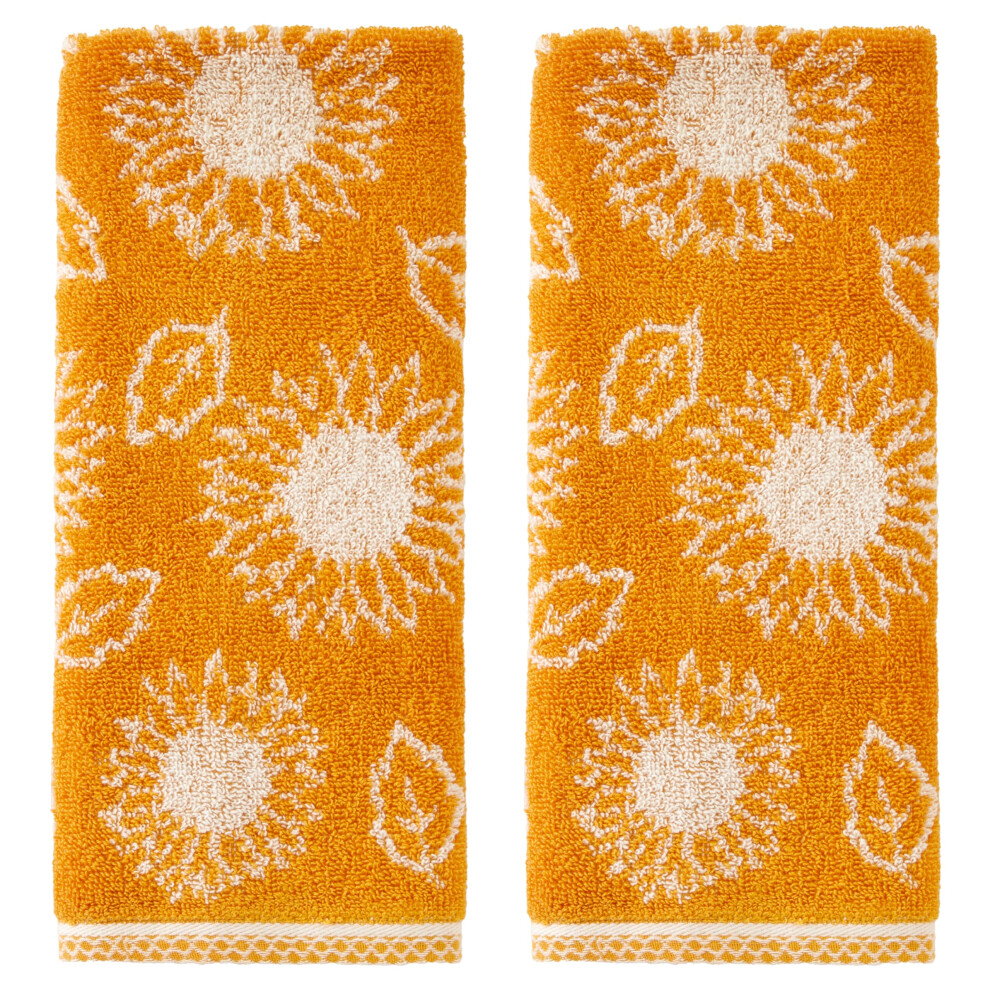 SKL Home Lot de 2 serviettes de toilette tournesol automne/r   colte pour salle de bain/cuisine et cadeau jaune