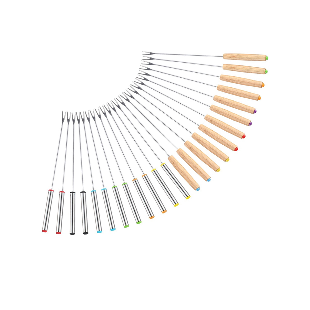 Kopinma 24 Pack Stainless Steel Fondue Forks, 12 Wood Handles And Handles, Heat Resistant Smores Sticks