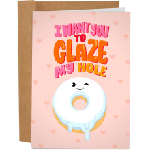 Sleazy Greetings Grappige verjaardagskaarten voor man of vriend - 'Glaze My Hole Donut' Ondeugende verjaardagskaart voor mannen - Dirty Valentijnsdag