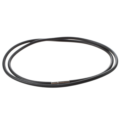 Colar de cordão de borracha preta de 3 mm com fecho de aço inoxidável - 24 polegadas 2