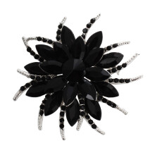 Broches de cristal para mulheres Broches de flores de alta qualidade Joias da moda para casamento - Preto
