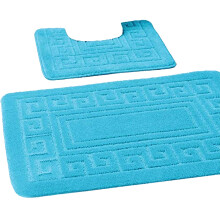 Smoh New Greek Style 2 Piece Bath Mat Set Non-Slip 13 Colours Aqua 50 X 80