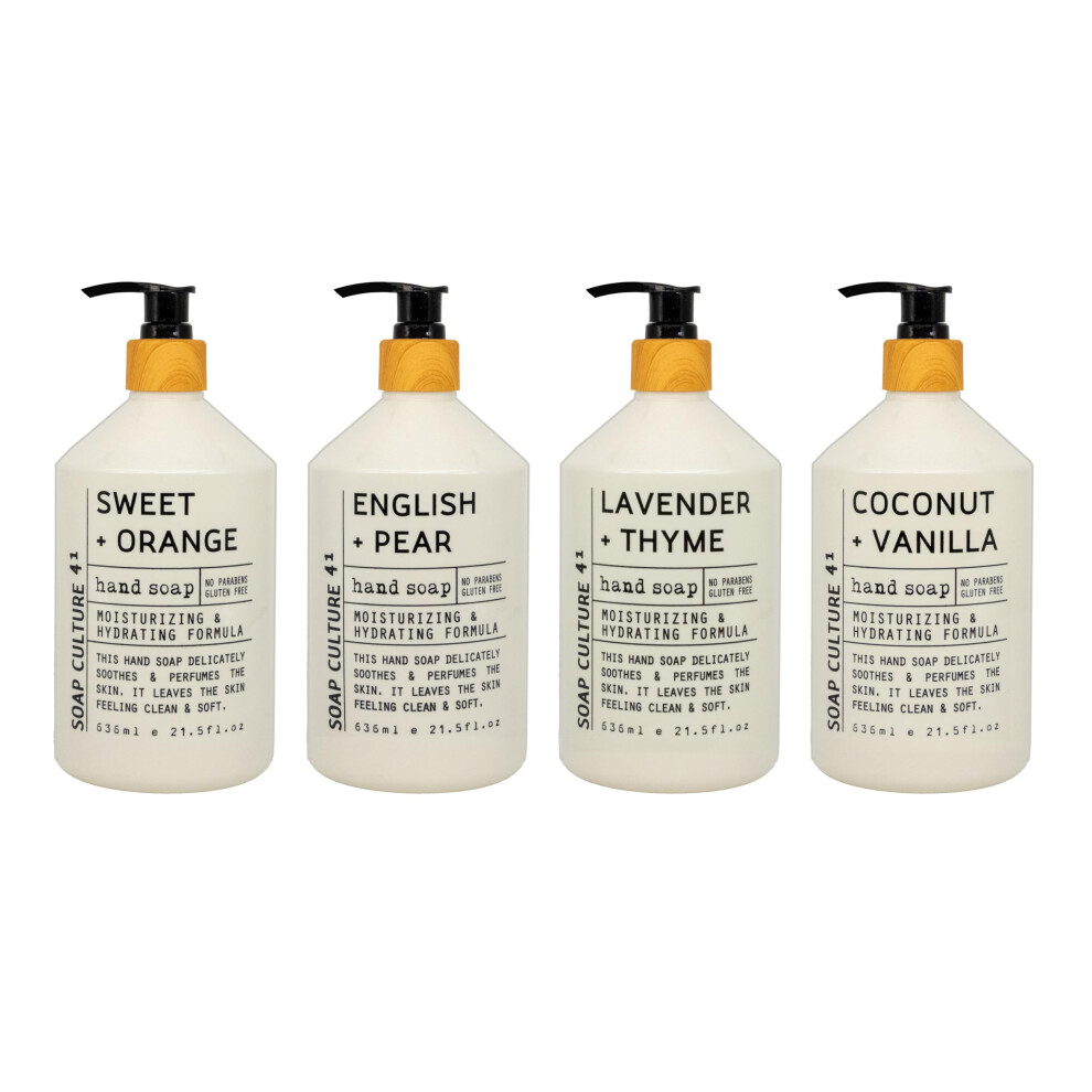 Soap Culture 41 - The Aromatic Hand Soap - 4 Pack | Home and Body Company | 21.5 fl oz x 4 | Infused with Coconut Oil & Essential Oil