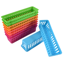 Cesta organizadora de lápices o crayones para el aula, colores variados (paquete de 10)