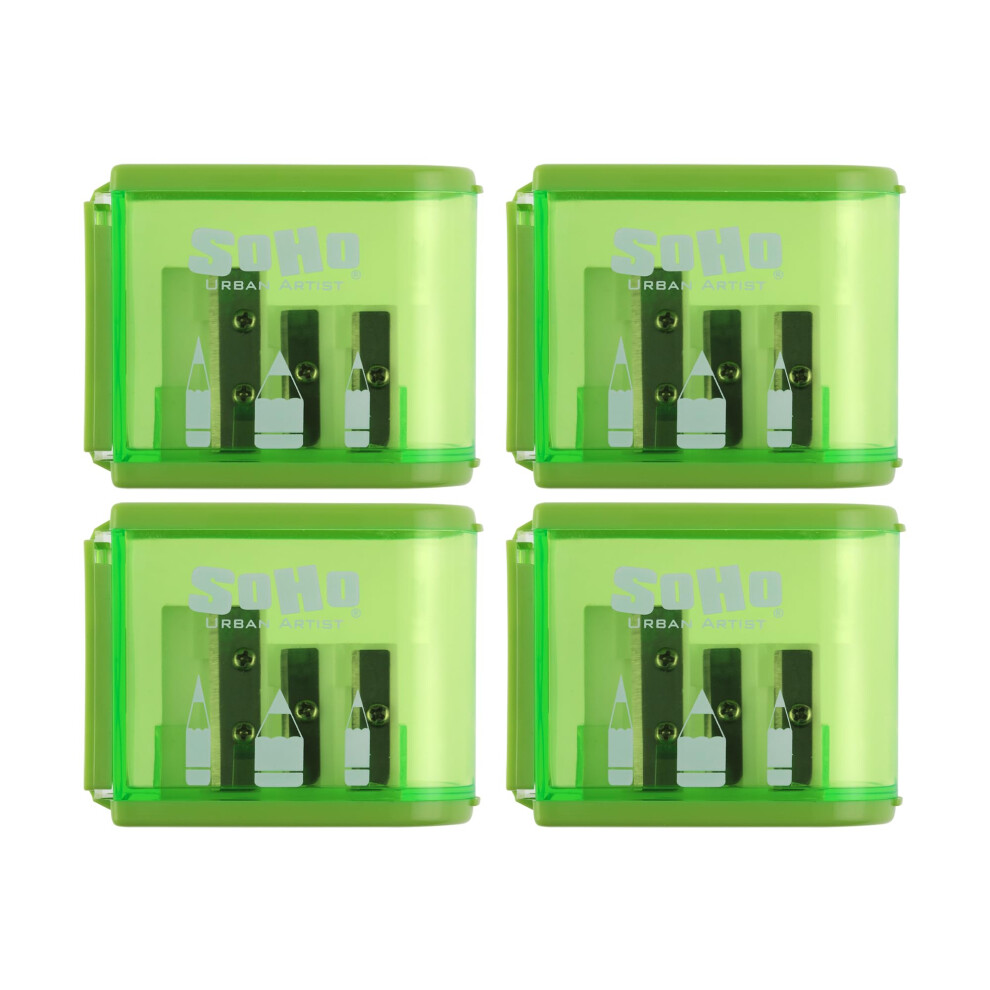 Sacapuntas Soho Urban Artist De 3 Agujeros: Perfectos Para Afilar L Pices Sobre La Marcha, Para Artistas De Todos Los Niveles Y M S. - [Verde - P-image