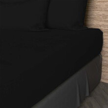 Soleil d'ocre Fitted Sheet Cotton 57 Threads Black 160 x 200 cm