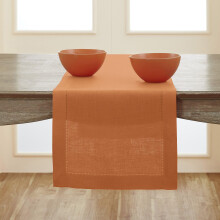 Solino Home Leinen-Tischläufer in Kürbisform, 183 cm lang – 100 % reines Leinen, klassischer Hohlsaum-Tischläufer für den Esstisch, 35,6 x 183,9