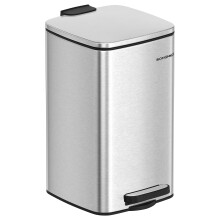 SONGMICS 8L Compact Bathroom Trash Bin  Small Space Pedal Bin with Soft Close Lid  Steel  Metallic Silver LTB591E02