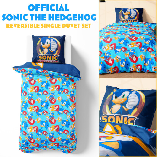 Sonic The Hedgehog Sonic The Hedgehog Piumino e set di cuscini per bambini Accessori per la camera da letto per bambini - single 1