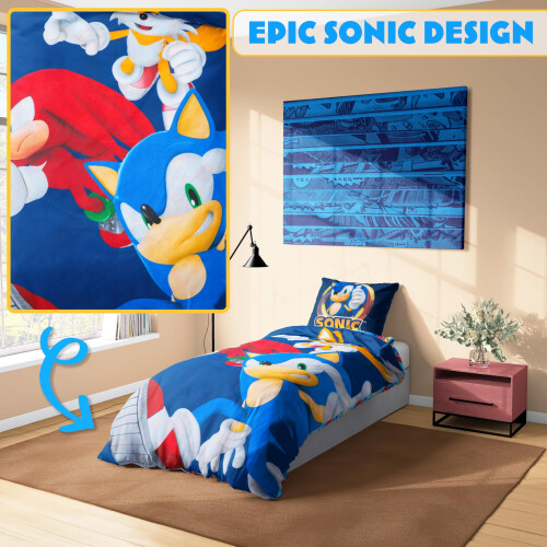 Sonic The Hedgehog Sonic The Hedgehog Piumino e set di cuscini per bambini Accessori per la camera da letto per bambini - single 2