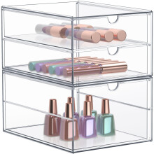 Sorbus Makeup Organizer With 3 Drawers Acrylic Drawer Organizer for Makeup Office Organization and Storage Art Supplies Jewelry Stationary - 2 Pc