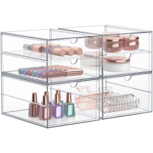 Sorbus Makeup Organizer With 6 Drawers Acrylic Drawer Organizer for Makeup Office Organization and Storage Art Supplies Jewelry Stationary - 4 Pc