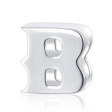 Alfabet Charms Autentisk 925 Sterling S?lv bogstav Initial A-Z Alfabet perler til julem?dre gaver (B)