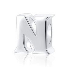 Alfabet Charms Autentisk 925 Sterling S?lv bogstav Initial A-Z Alfabet Perler til Julem?dre Gaver (N)