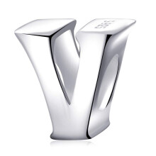 Alfabet Charms Autentiske 925 Sterling S?lv bogstav Initial A-Z Alfabet Perler til Julem?dre Gaver (V)