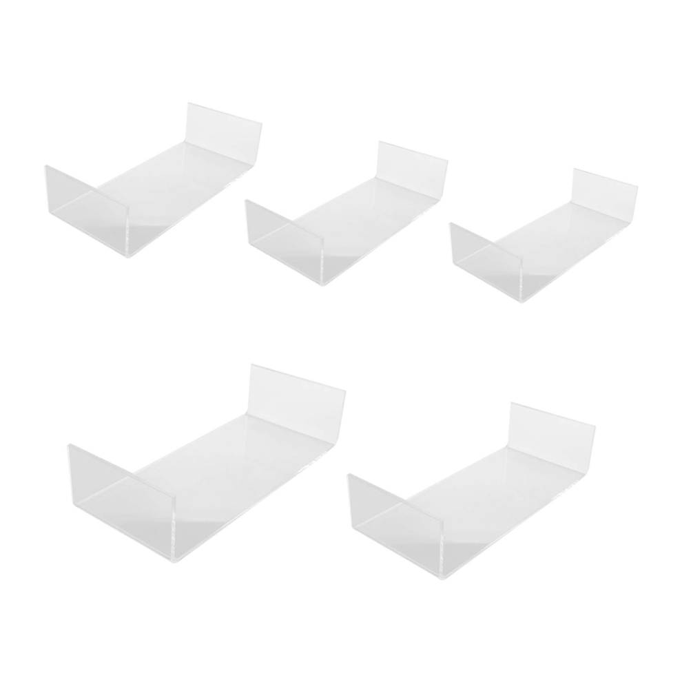 5-pack heldere acryl displayverhogers, maten sieradenverhoger plank vitrine armaturen voor taart,