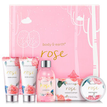 Conjunto de Presente de Spa para Mulheres - Luxuosos 5 Pçs com Aroma de Rosa, Caixa de Presente de Spa