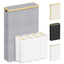 SpaceAid extra grote toiletpapieropberger met deksel Voor maximaal 24 gewone rollen of 18 megarollen Slanke toiletpapiermandhouder Bakcontainer Badka