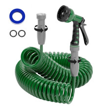 Mangueira de Jardim Coil Leve 75 FT 3/8”, Mangueira de Água EVA Flexível com Bico de 6 Padrões