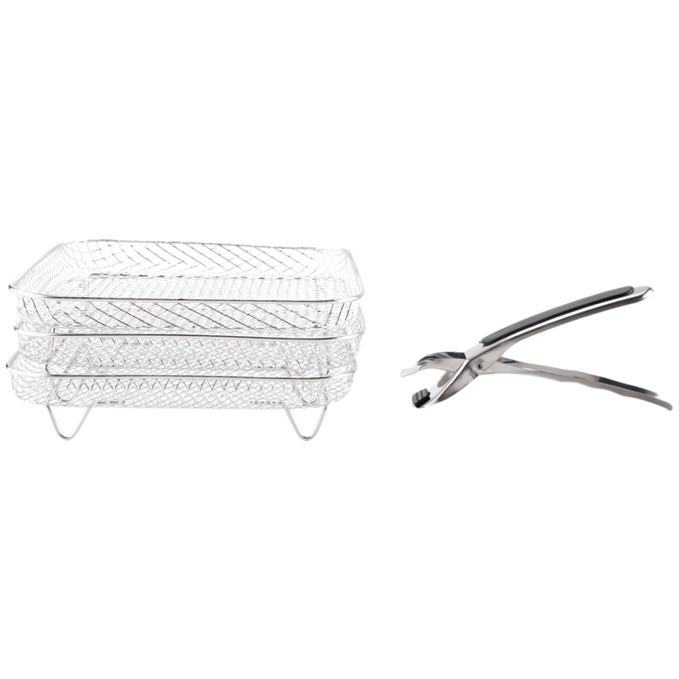 8 Inch Air Fryer Rack Square Three Stackable Racks,Stainless Steel Multi-Layer Dehydrator Rack,Air Accessories 4851672783878