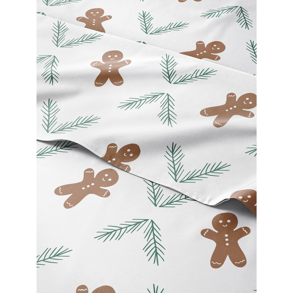Split King Christmas Gingerbread Sheet Set - Holiday Xmas Pattern Linen Set - Deep Pockets - Snug Fit - 4 Piece - Wrinkle Free - Comfy & Cooling Winte-image-OPC-PGBYNC7-NEW