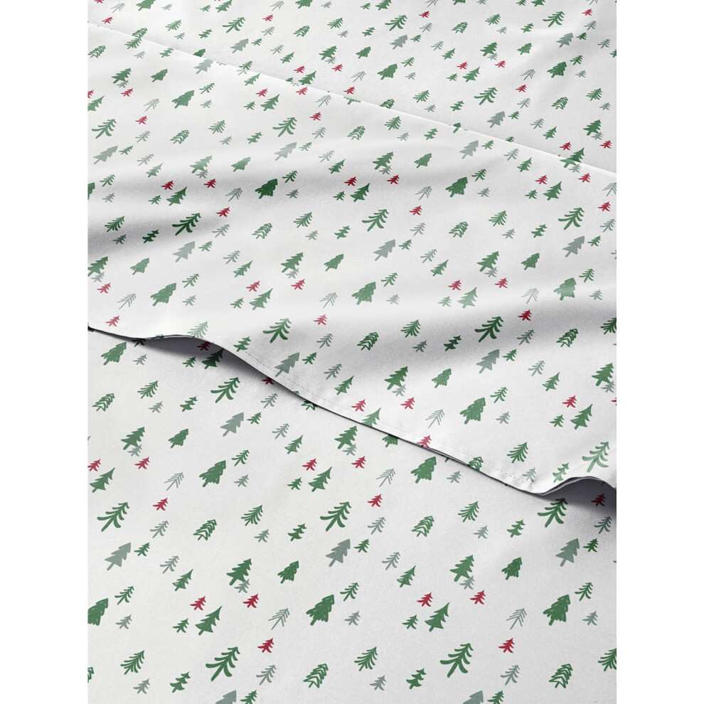 Split King Christmas Tree Sheet Set - Holiday Xmas Pattern Linen Set - Deep Pockets - Snug Fit - 4 Piece - Wrinkle Free - Comfy & Cooling Festive Wint-image-OPC-PGBYNCC-NEW
