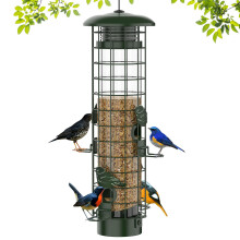 Squirrel Proof Bird Feeder Metal Mesh Bird Feeders for Outdoors Hanging Gravity Protection Squirrel Proof Wild Bird Feeders with Finch Cardinal Chicka