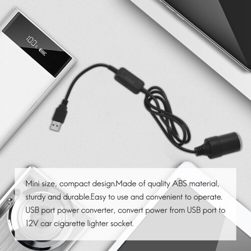 Καλώδιο προσαρμογέα μετατροπέα USB 5V σε 12V για αναπτήρα αυτοκινήτου 2