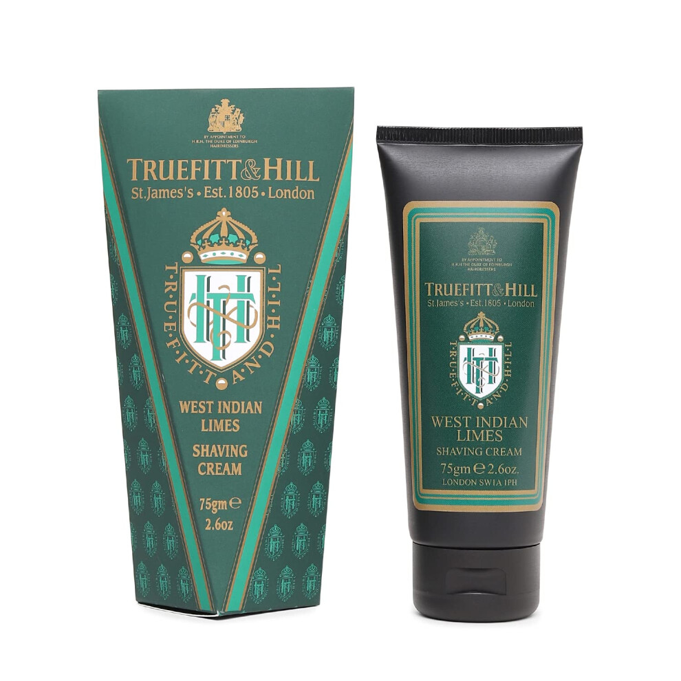Truefitt & Hill Cream Shaving Tube - West Indian Limes - Premium Glycerin-Based Lather Smooth Glide And Hydration For A Luxurious Shave - 2.65 Oz