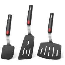 Siliconen spatel, turner, hittebestendig tot 600F, perfect voor het omdraaien van eieren, hamburgers, pannenkoeken, crêpes en meer (3-pack)