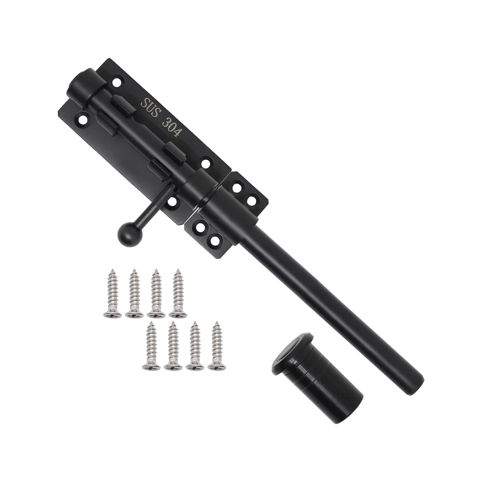 Heavy Duty Slide Bolt Gate Latch With A Padlock, Horizontal Floor Hardware And Lockable (,10 Inch) Black Kopinma