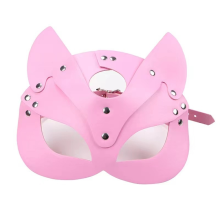Women Cats Mask Half Face Leather Ears Cosplay Costume Accessory,Pink