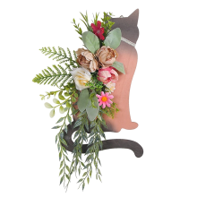 Coroas de gatos da primavera para porta da frente, porta de verão artificial com folha verde, coroa de fazenda