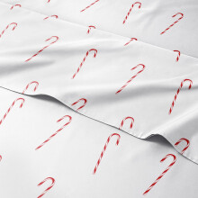 Twin Christmas Candy Canes Sheet Set - Holiday Xmas Pattern Linen Set - Deep Pockets - Snug Fit - 3 Piece - Wrinkle Free - Comfy & Cooling Festiv