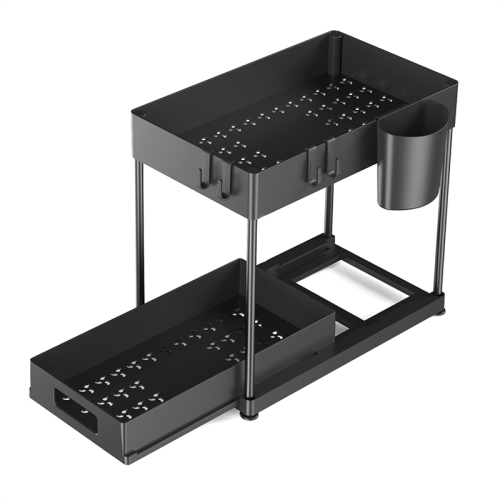 Kitchen Organizer Table Top Double-Layer Pull-Out Shelf Cabinet Sink Rack 1