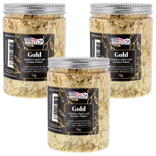 U.S. kunstforsyning Metallisk folie Schabin Gilding Gold Leaf Flakes - Imitation Gold i 10 gram flaske (pakke med 3) - Gild billedrammer malerier