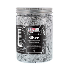 U.S. kunstforsyning Metallisk folie Schabin Gilding Silver Leaf Flakes - Imitation S?lv 10 gram flaske - Gild Billeder Rammer malerier M?bler dek