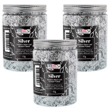 U.S. kunstforsyning Metallisk folie Schabin Gilding Silver Leaf Flakes - Imitation S?lv 10 gram flaske (pakke med 3) - Gild billedrammer malerier