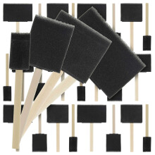 U.S. Art Supply Variety Pack Foam Sponge Wood Handle Paint Brush Set (Value Pack of 40 Brushes) - Lightweight durable and great for Acrylics Stains