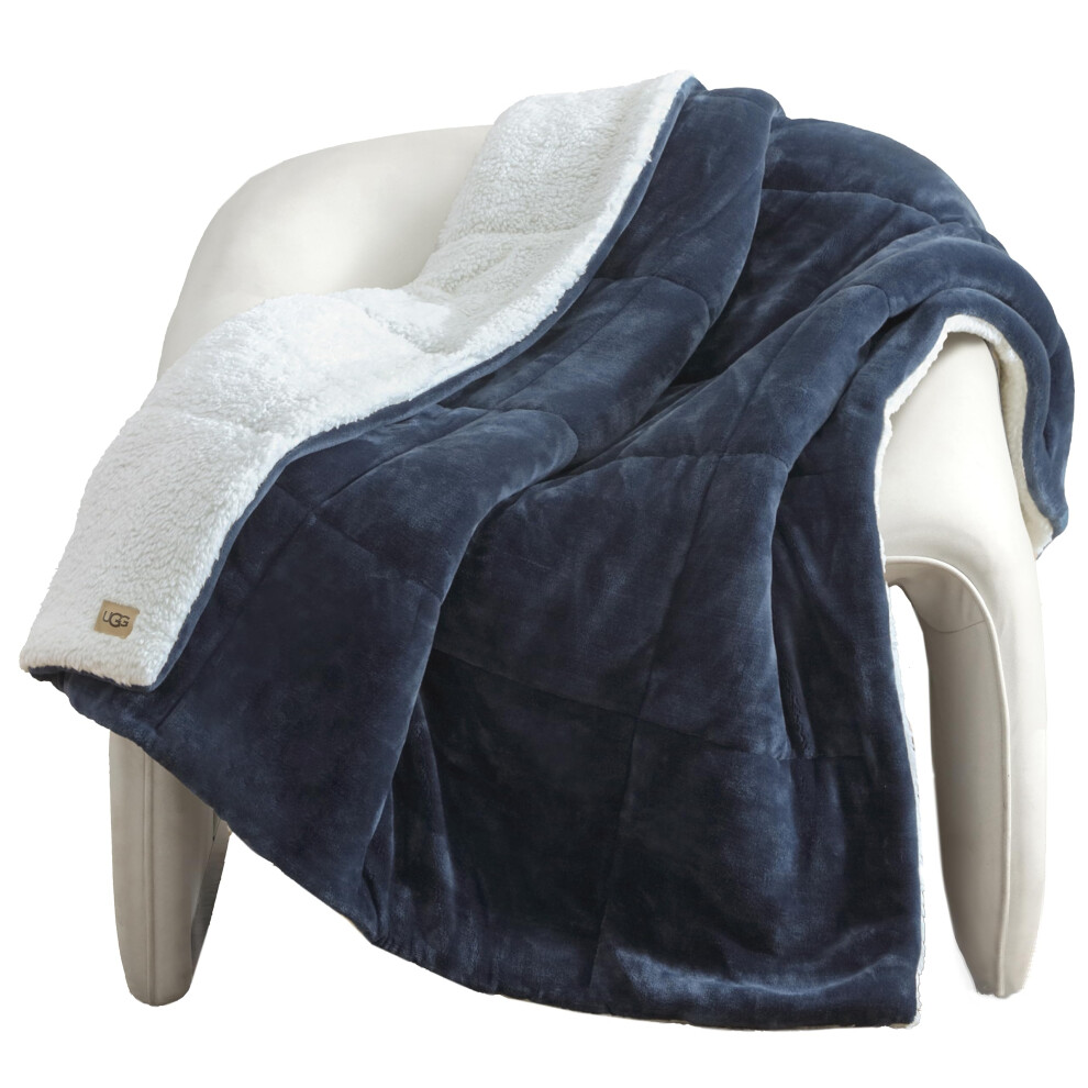 UGG 35987 Nita Warm Soft Reversible Boho Throw Blanket Thick Chunky Luxury Preppy Fluffy Cozy Plush Hypoallergenic Down Alternative Fill Machine Washa