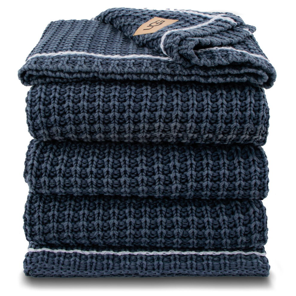 UGG 38814 Luna Soft Washed Antistatic Cotton Lightweight Reversible Chunky Knit Decorative Knit Blankets Washable Perfect Throw Blanket for Outdoor In