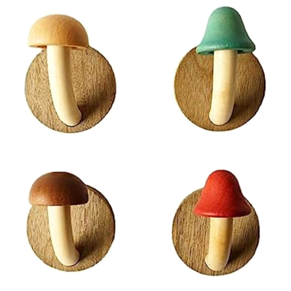 Patère champignon en bois massif non perforée, idéale pour la cuisine, la salle de bain ou le vestiaire