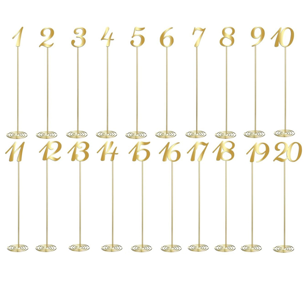20 Pcs Metal Table Numbers 1-20 For Wedding Reception 12 Inch Number With Sturdy Holder Base 4851672793334